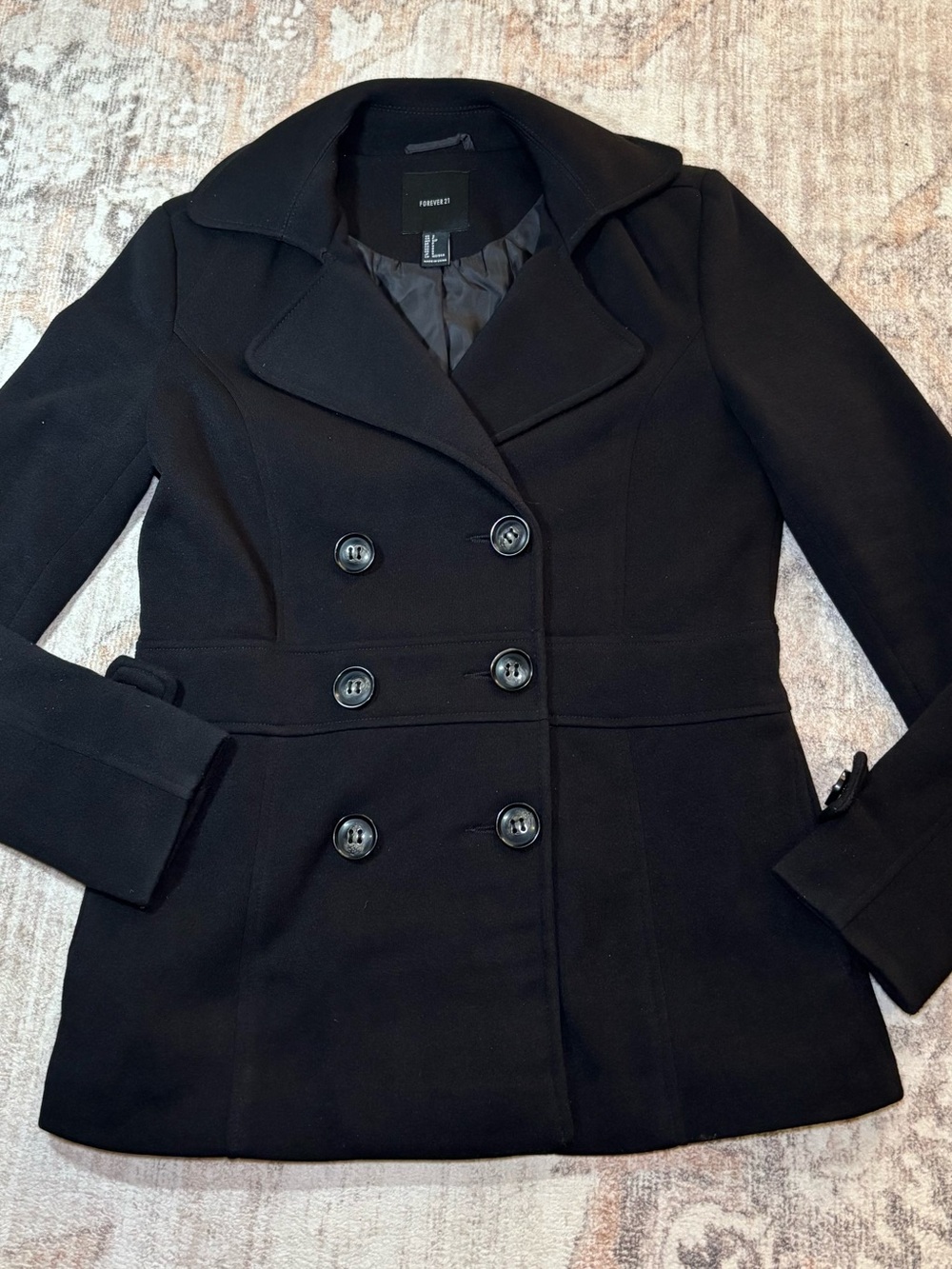 VTG Forever 21 Black Double-Breasted Peacoat
